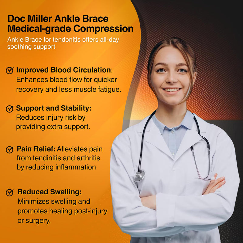 [Australia - AusPower] - Doc Miller Foot Ankle Compression Sleeve Support for Pain Relief, Achilles Tendonitis, Neuropathy - Nano Socks for Women & Men, Toeless Socks - Compress Sleeves for Fatigue, Feet Relief Black Medium 