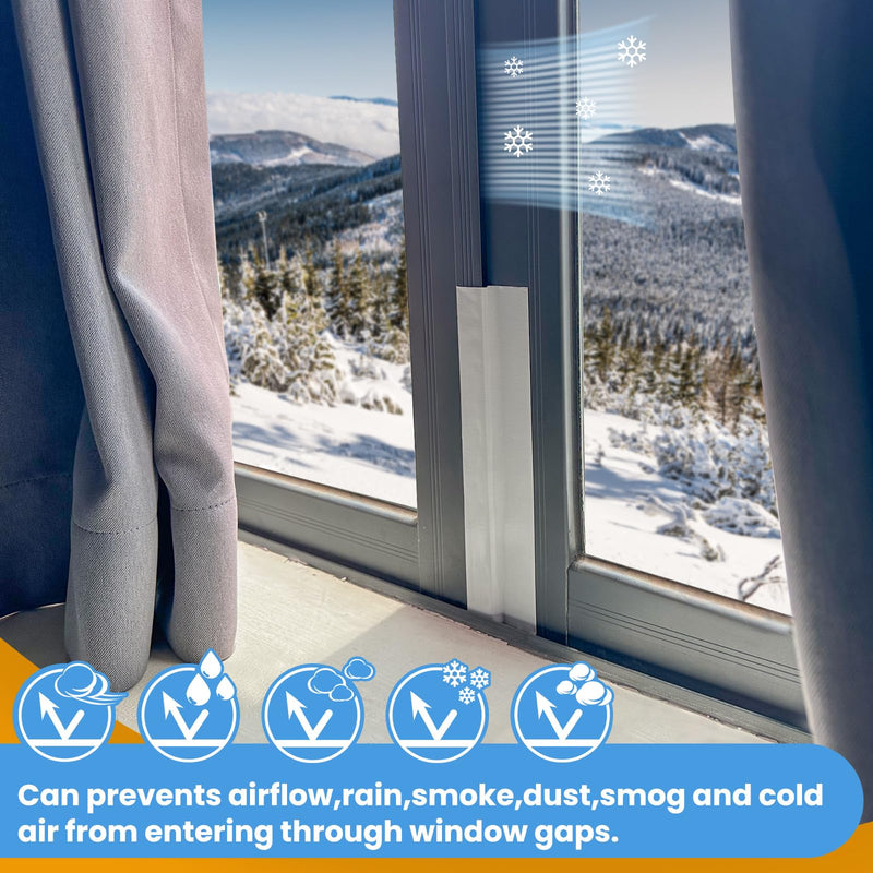 [Australia - AusPower] - White Window Weather Sealing Tape,Window Draft Isolation Sealing Film Tape,Window AC Seal Air Conditioner Sealing Tape No Residue, Self Adhesive for Keep Out Cold Air Dust Rain, Waterproof 2 Inch x 65 FT White 