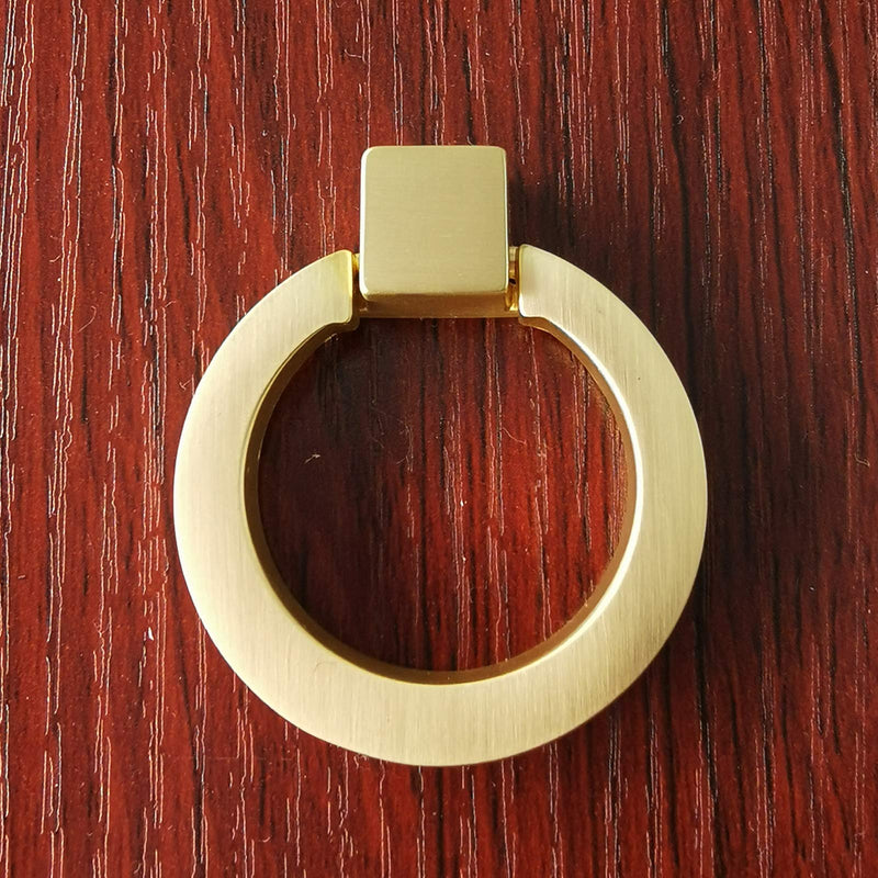 Brushed Gold Cabinet Ring Pulls, Brass Furniture Drawer Pulls Hardware Cabinet Ring Kitchen Drawer Handles Rings, 8 Packs 8 Pack