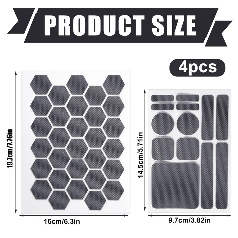 lasuroa 4pcs Cell Phone Grip Stickers, Diamond Texture Non-Slip Mobile Phone Grip Tape with Round Square Hexagon Shape Adhesive Decals for Controllers Camera Mouse Smooth Devices (Gray) Gray