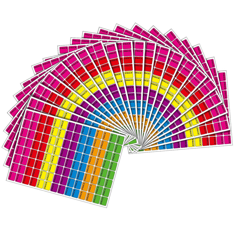 2240 Pieces Neon Colors Preprinted Pricing Labels Pre Priced Garage Sales Stickers Pricing Labels Sale Labels Yard Sale Stickers, Multi-Colors - NewNest Australia