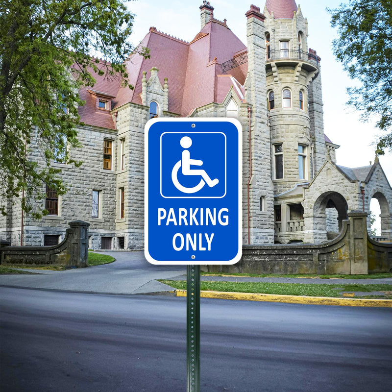 (2 Pack) Heavy-duty Aluminum Handicap Parking Only Sign, 18" x 12" Metal Handicap Signs for Parking Lot, Reflective, Durable, Outdoor, Weather Resistant, Waterproof, Rust Free 2