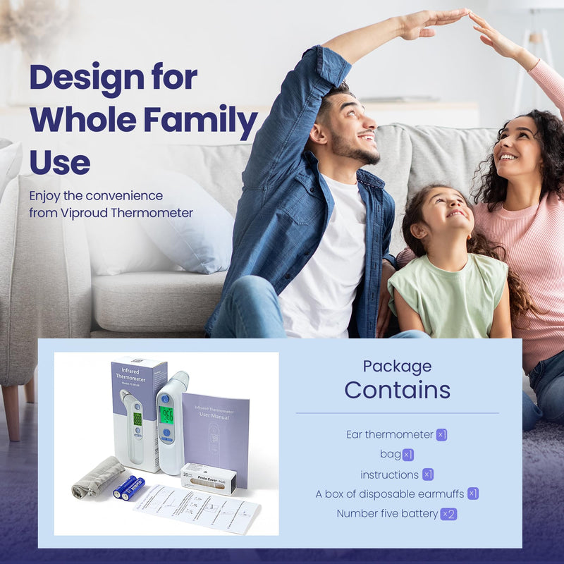 [Australia - AusPower] - Forehead Thermometer & Ear Thermometer for Adults and Kids - LED White & LCD White 