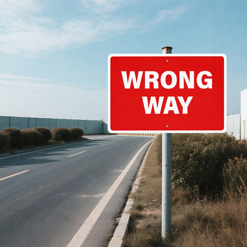 2 Pack Wrong Way Signs 18 x 12 Inch Reflective Aluminum Traffic Signs Rust-Free Weatherproof Wrong Way Signage for Highway Off-Ramps One-Way Streets Parking Lots Warehouses
