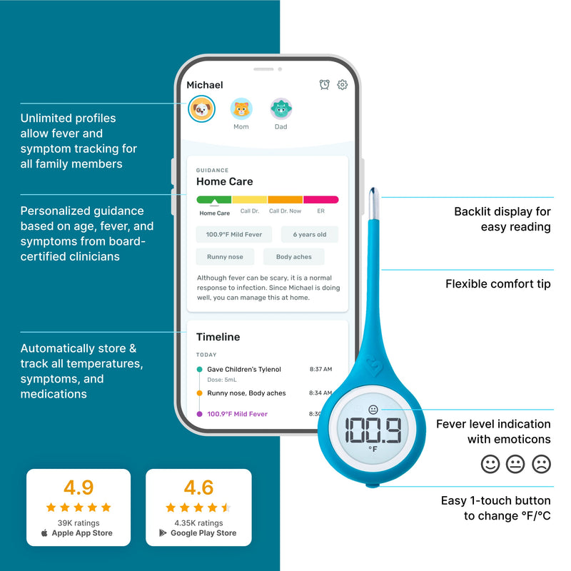 [Australia - AusPower] - Kinsa QuickCare Smart Digital Thermometer - Medical Termometro FDA Cleared 