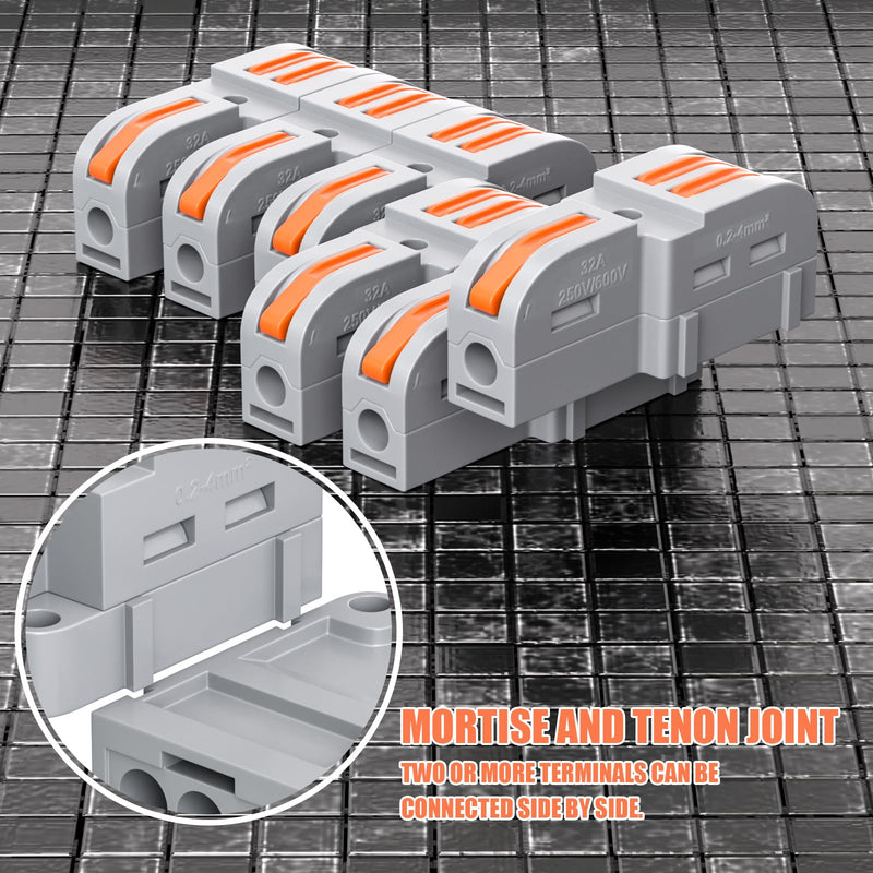 Connection Clamp, 10 Pieces, 1 in 2 Out Connection Clamp, with Lever, Cable Connector with 0.2-4 mm² Conductor Clamp for DIY Projects