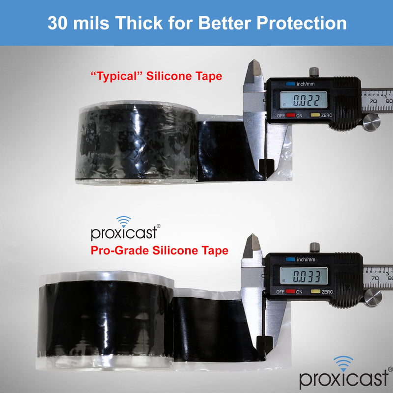 Proxicast Pro-Grade Extra Strong 30mil Weatherproof Self-Fusing Silicone Rubber Sealing Tape For Outdoor Antenna Coax & Electrical Cables, Hose/Pipe Leaks & Emergency Repairs (1.5" x 15' roll) - Clear 1