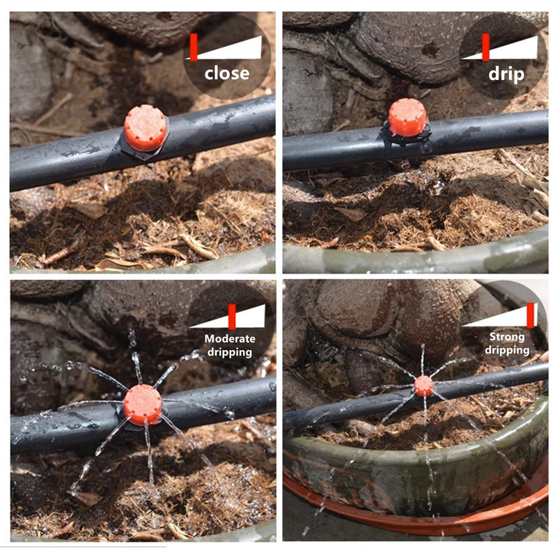 [Australia - AusPower] - 100Pcs 360 Degree Adjustable Irrigation Drippers Sprinklers, 1/4 Inch Emitters Drip for Watering System 100 Pcs Drippers Sprinkler 