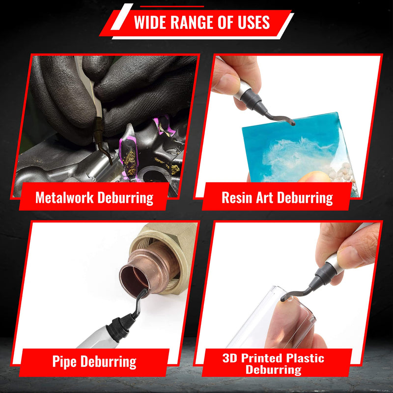 AFA Tooling - Deburring Tool Micro-Polished & Anodized Handle with 21 M2/M35 Cobalt HSS Blades, Deburring Tool 3D Printing, Reamer Tool for Metal, PVC, Copper Pipe, Plastic, Resin & 3D Printed Edges 21 Mixed Blades Kit