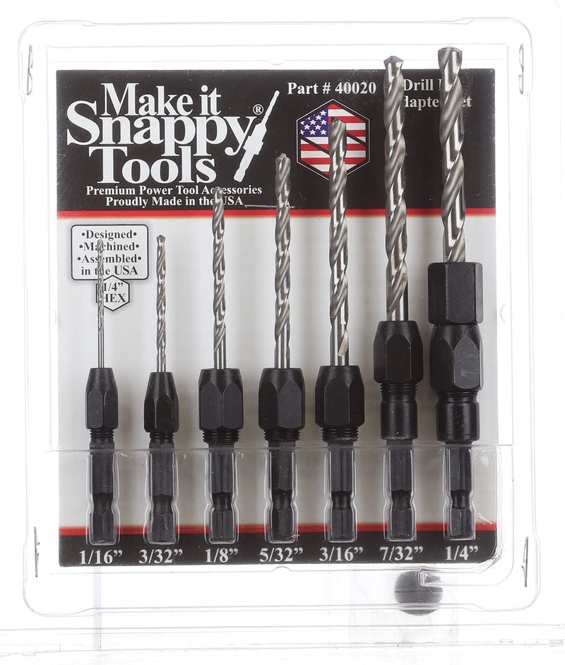 Snappy 7pc Drill Bit Adapter Set 1/16" - 1/4" Made in USA