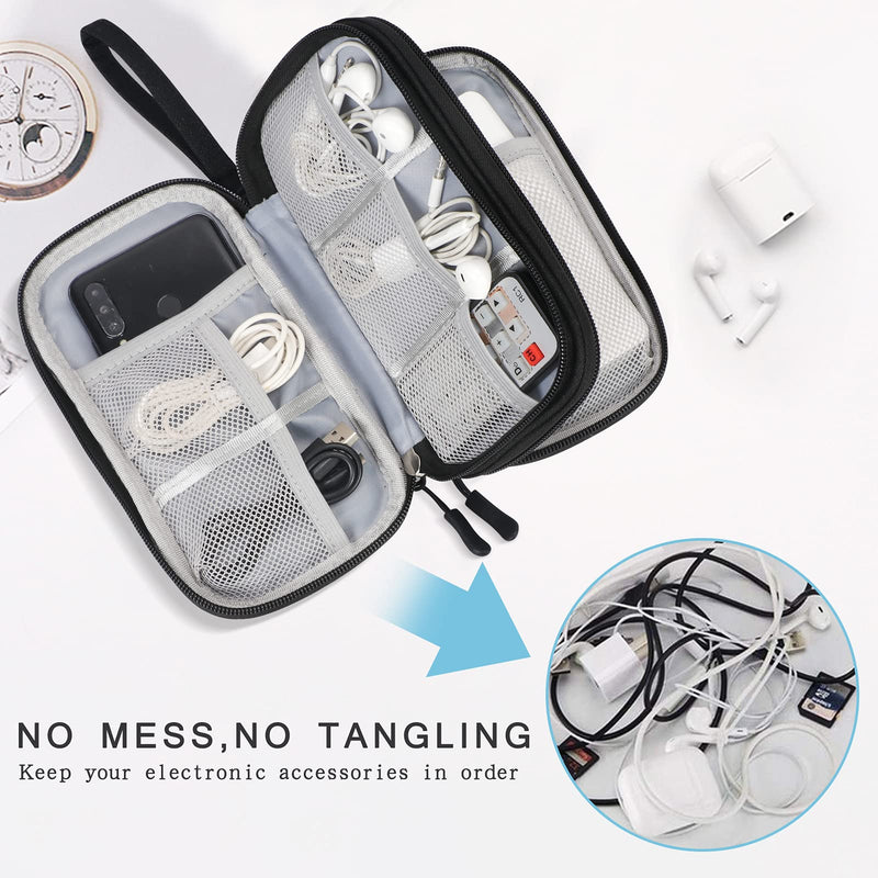 [Australia - AusPower] - Skycase Travel Cable Organizer,Electronics Accessories Cases, All-in-One Storage Bag,[Waterproof] Accessories Carry Bag for USB Data Cable,Earphone Wire,Power Bank, Phone,Black-1 Black Medium 