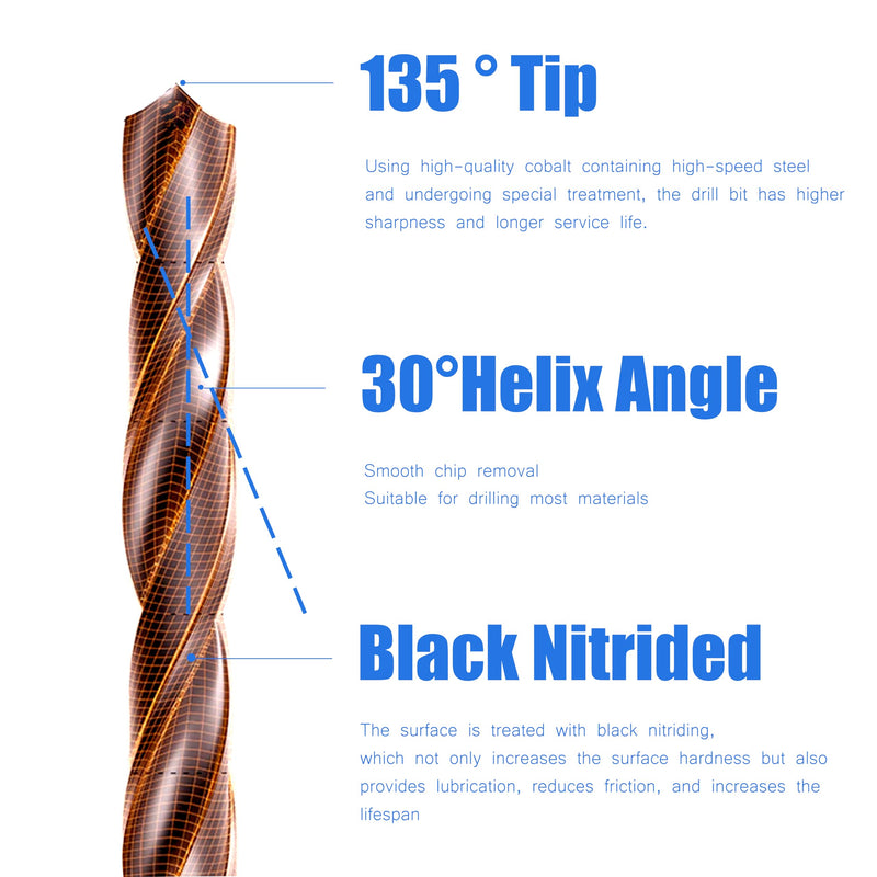 29/64 inch HSS M35 Cobalt Twist Drill Bits,High Speed Steel,Pack of 5,Suitable for Steels,Cast Iron,Stainless Steels and Other Hard Metals(29/64inch) 29/64in