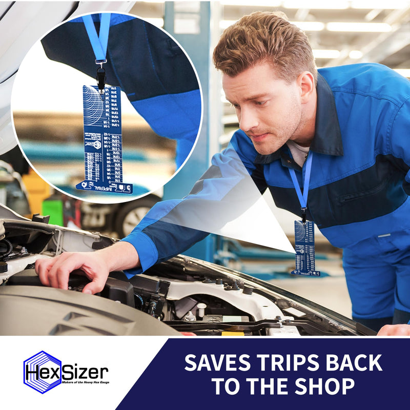 [Australia - AusPower] - HexSizer - SAE Hex Nut and Bolt Size Gauge Tool & Inch Thread Pitch Checker Set – Compact, Durable Aluminum Gauge for Measuring SAE Hardware, Nuts, Studs, and Bolts - Imperial Units Measurement 