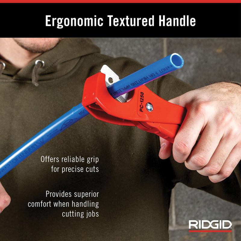 [Australia - AusPower] - RIDGID 23488 Model PC-1250 Single Stroke Plastic Pipe and Tubing Cutter, 1/8-inch to 1-5/8-inch Pipe Cutter Small 