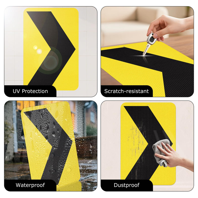 2 Pack Chevron Arrow Sign 18 × 12 Inch Engineer Grade Reflective Aluminum Waterproof Rust-Free Metal Right Arrow Sign with Pre-Drilled Holes for Road Driveway Curve Outdoor Black,Yellow 18" × 12" Right Arrow