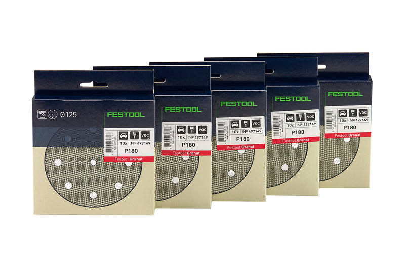 Festool STF D125/8 P180 GR/10 Garnet Grinding Wheel - 497149 (Pack of 2) gray 125 mm (Pack of 2)