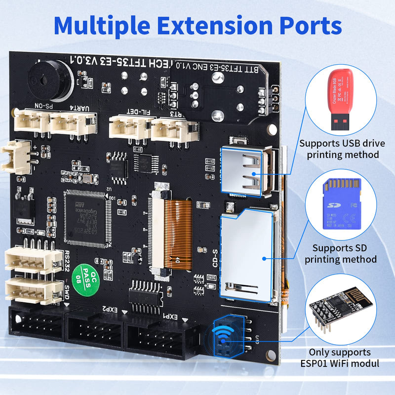 [Australia - AusPower] - BIGTREETEHCH TFT35 E3 V3.0.1 Touch Screen Display with Two Working Modes Compatible 12864 LCD Display WiFi for Ender 3 CR-10 SKR MINI E3 V3.0/SKR V1.4 Turbo Octopus V1.1 SKR 3 3D Printer Control Board 