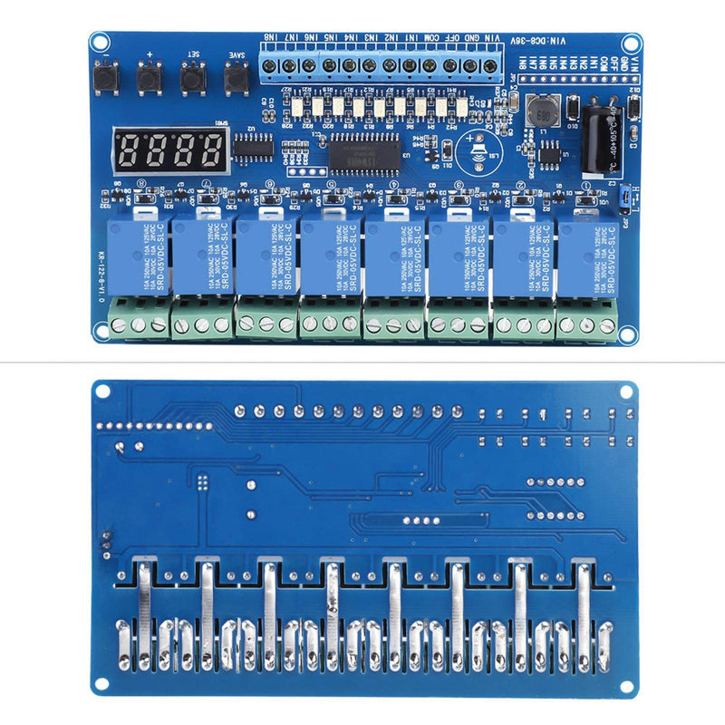 Oumefar DC 8-36V 8-Channel Multifunction Time Delay Relay Interface Board Module Optocoupler LED Relay Board for Various Power Control Applications