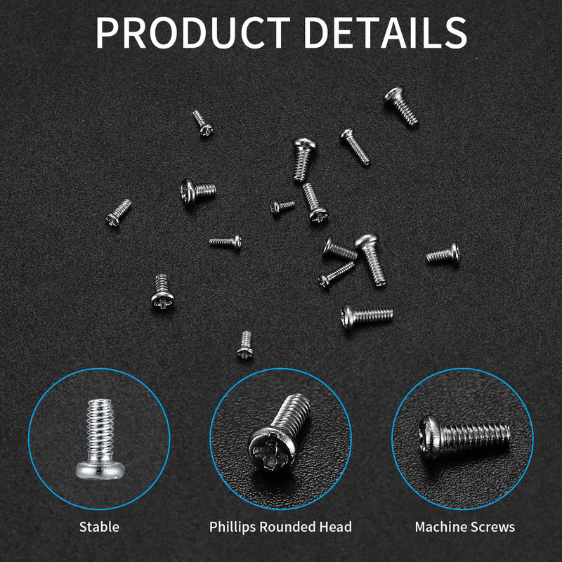 [Australia - AusPower] - 800Pcs Tiny Screws for Electronics, Micro Small Mini Phillips Pan Head Machine Screws Assortment Kit for Eyeglasses, Watches, Clocks, Mobile Phone, M1/M1.2/M1.4/M1.6/M1.7 (800) 800 
