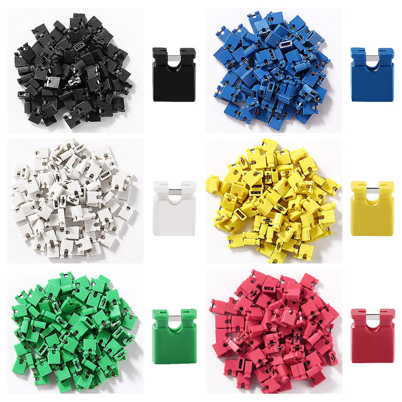 VooGenzek 600 Pieces 6 Colors 2.54 mm Computer Jumper Caps Shunts Short Circuit Cap, 2.54 mm Short Circuit Jumper Caps, Jumper Caps for PCB, 2-Terminal Open Top Jumper Cap, for Arduino PCB