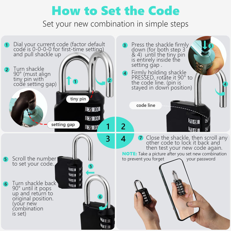 [Australia - AusPower] - CL11AS Combination Lock, 4 Digit Outdoor Combination Padlock Set Your own Combination for Gym Locker Lock, School, Gates, Doors, Toolbox, Hasps and Storage (Aqua Sky *1) Aqua Sky *1 