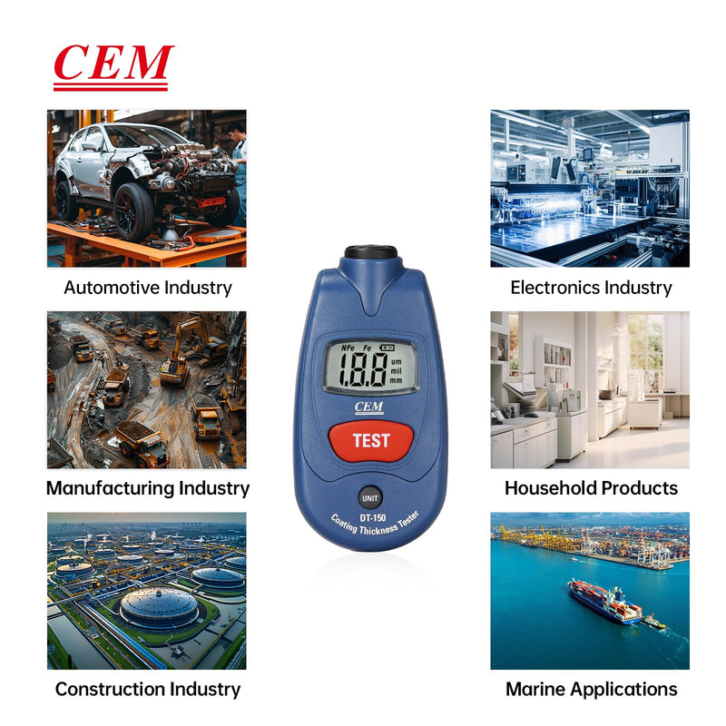 [Australia - AusPower] - CEM Paint Thickness Gauge,Car Boat Coating Tester with Calibration Plates&Battery,Fe/NFe Automatic Recognition Portable Digital Thickness Meter Detector,Backlight LCD Display,Auto Power Off&Lanyard 