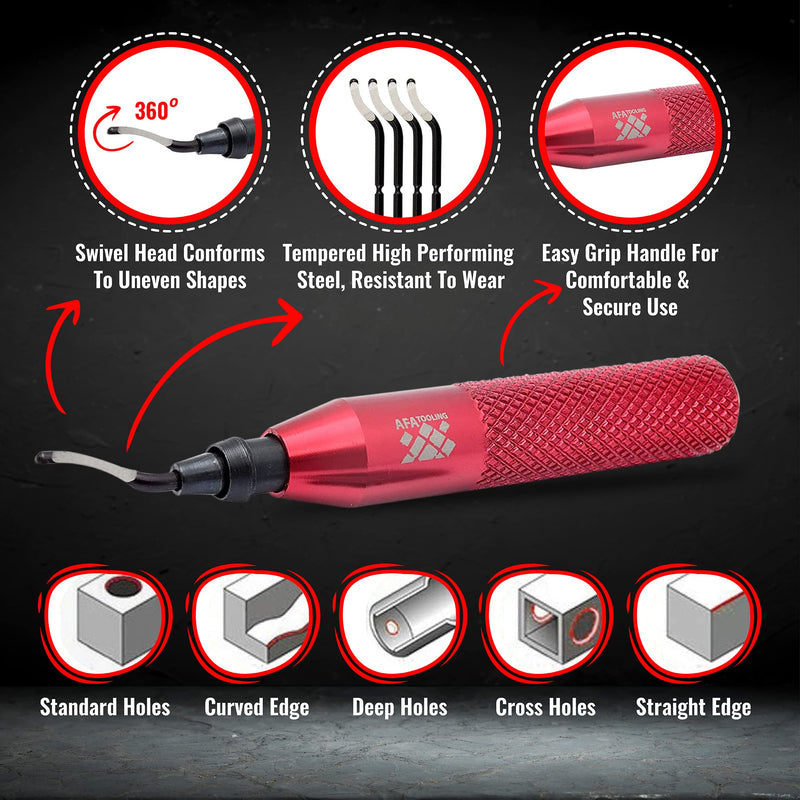 [Australia - AusPower] - AFA Tooling - Deburring Tool with 21 High Speed Steel Blades - Works on Metal, Resin, PVC Pipes, Copper, Plastic and 3D Printed Edges - Plumbing & 3D Printing Burr Removal Reamer Tool 21 Blades (Mixed 4 Types) 
