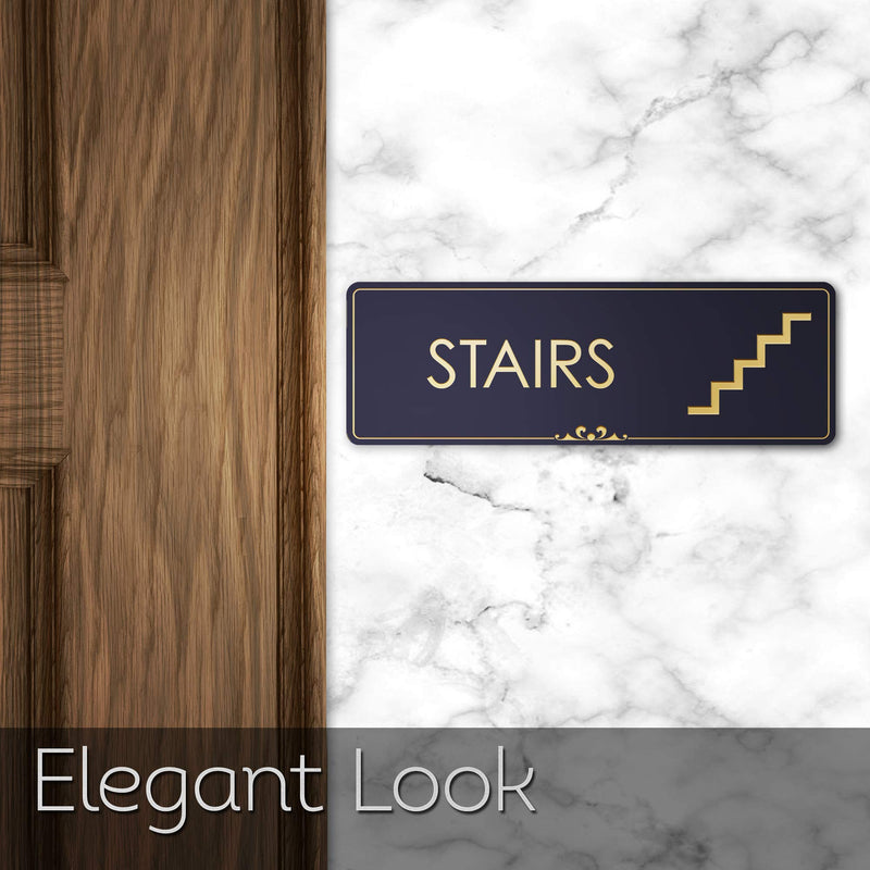 Stairs Door Sign Stairway Sign for Business, Black/Gold, Engraved, 3" x 9", Fade Resistance, Indoor/Outdoor Use, USA MADE By My Sign Center Black and Gold