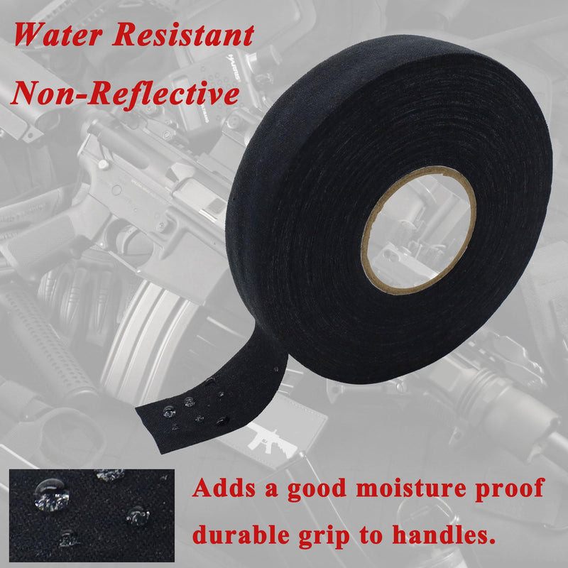 Gun Grip Tape - 1 Inch x 27.34 Yards Black Goon Tape, Water-Resistant Tactical Tape Handle Protector, Non-Slip & Non-Reflective Grip Tape for Pistol Rifle Handgun & Shotguns