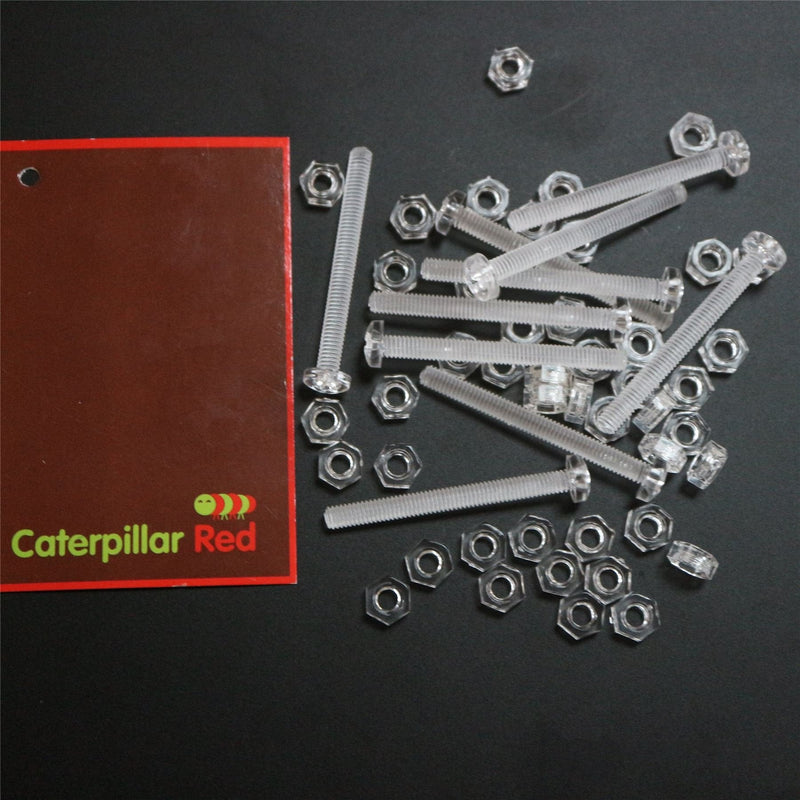 [Australia - AusPower] - Pack of 60 Transparent Clear Plastic, Pan Head, M4 x 40mm Nuts & Bolts, Washers -Acrylic Plastic Screws, (5/32 x 1 37/64 in) 