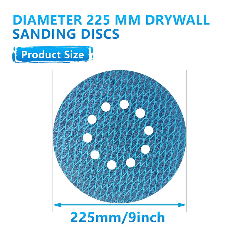 [Australia - AusPower] - Pack of 20 225 mm Velcro Sandpaper, 10-Hole Sanding Discs with Dust Extraction, Grain 180, High-Quality Aluminium Oxide Abrasive for Random Orbital Sanders - GZKTY Pack of 20 P180 