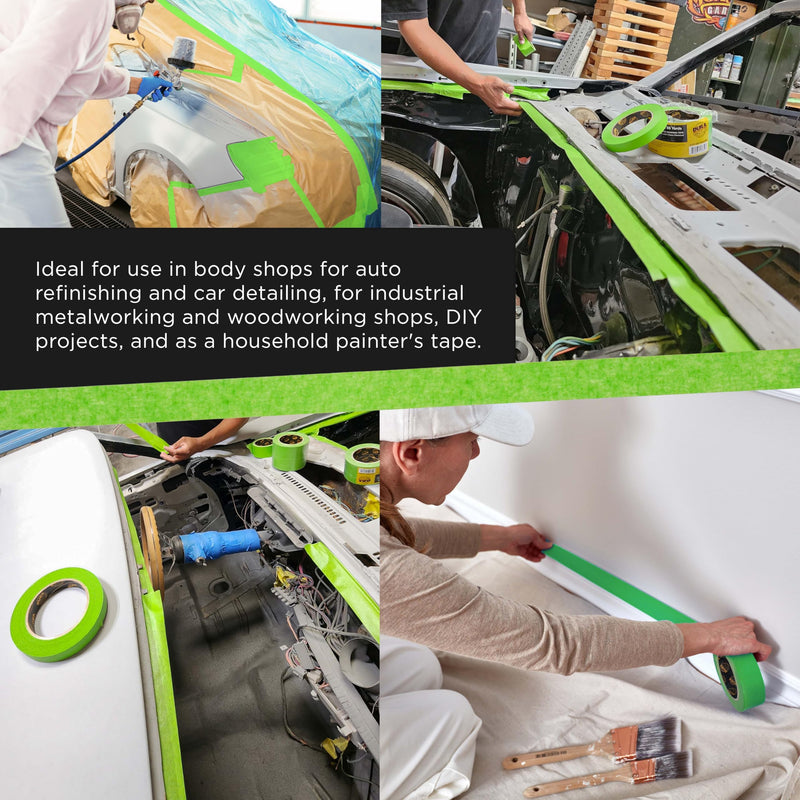 Dura-Gold Green Automotive Masking Tape 1-1/2 Inch (1.41 Inch x 55 Yards), 2 Rolls - Premium High-Performance, Heat Resistant - Auto Refinish Painting, Car Detailing, Autobody Industrial Painters Tape 1-1/2"