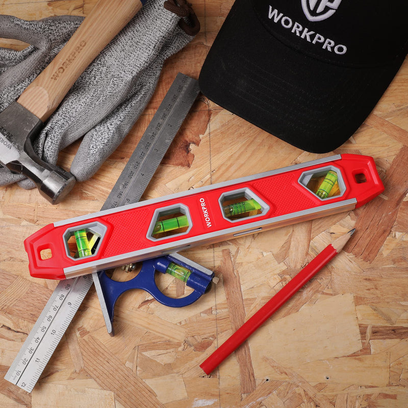 [Australia - AusPower] - WORKPRO 12 Inch Torpedo Level & EverBrite 2000LM Magnetic Work Light Rechargeable LED 