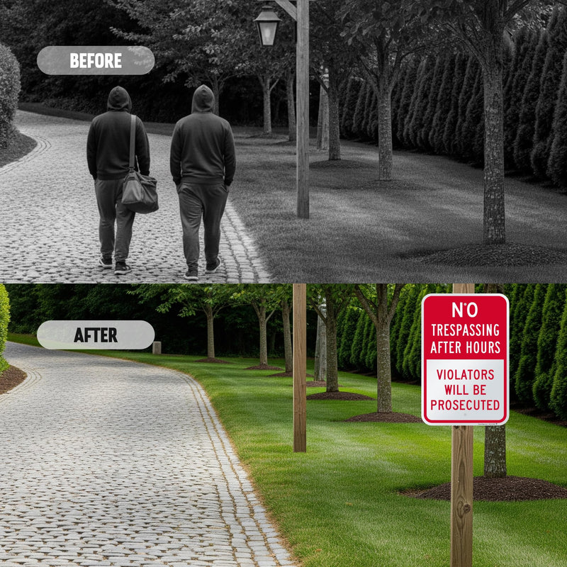 SmartSign No Trespassing After Hours Violators Prosecuted Sign - 2-Pack, 12" x 18", 80 mil Thick Aluminum Composite (ACM), Pre-Drilled Holes, Red and White, Made in USA 12" x 18" - AL ACM (Pack of 2)
