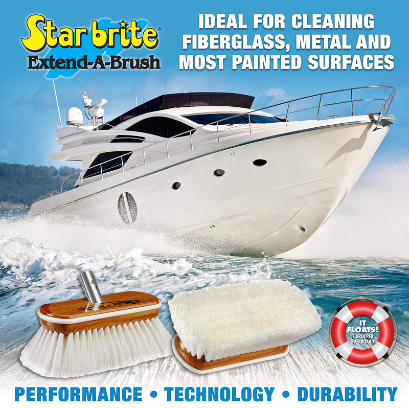 STAR BRITE 8" Premium Cleaning Brush – Synthetic Wood Block with High-Density Star Prene Fibers for Boat Decks, Docks & Tough Surfaces – Fits Extend-A-Brush Handles – Stiff Bristle, White (040172) Premium 8" Brush