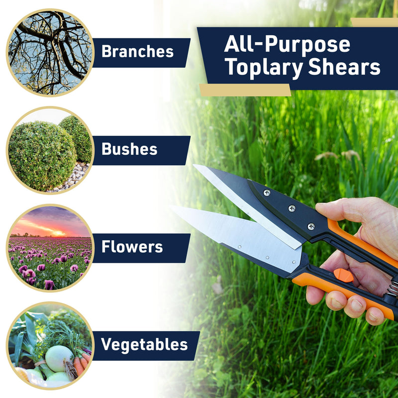 Garden Clippers - Grass Cutter Hand Edging Shears - Straight Yard Scissors for Outdoor Edges, Weeding, or Hedge Shears by Kings County Tools