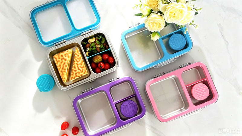 Leak-Resistant 18/8 Stainless Steel Bento Lunch Box Kids 7+ and Adults Blue