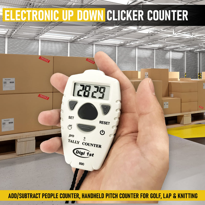 TC-890 Digital Tally Counter, Electronic Up Down Clicker Counter, Add/Subtract People Counter, Handheld Pitch Counter for Golf, Lap & Knitting (2-Pack) 2-Pack