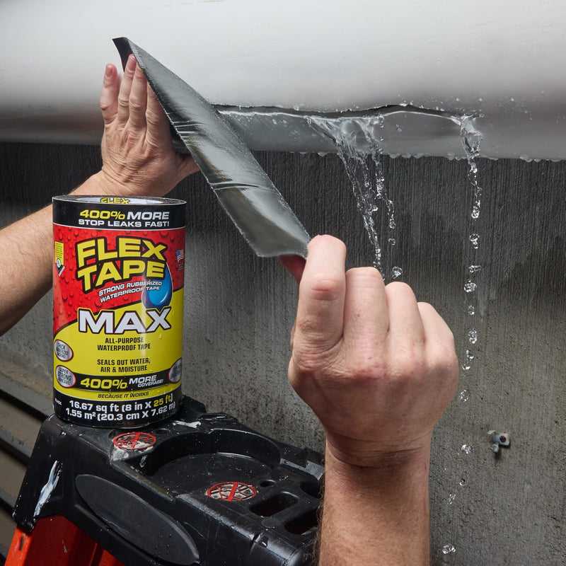 Flex Tape, Original Thick Flexible Rubberized Waterproof Tape - Seal and Patch Leaks, Works Underwater, Indoor Outdoor - Home RV Roof Plumbing and Pool Repairs, Black, 8 in x 5 ft, Pack of 1