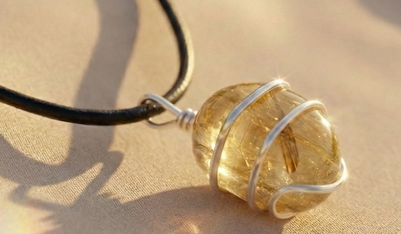 AYANA Golden Rutilated Quartz Necklace for Women - Handcrafted, Ethically Sourced Quartz Crystal for Emotional Balance and Manifestation, Ideal for All Zodiac Signs