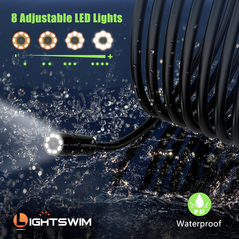 [Australia - AusPower] - Industrial Endoscope Inspection Camera, 4.3" IPS Borescope Sewer Camera with Handheld IP67 Waterproof Snake Camera with 8 LED Lights 16.5FT Semi-Rigid Cable 