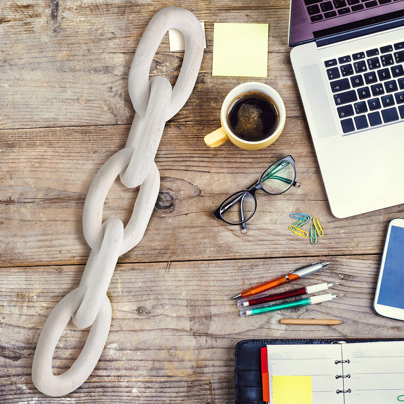 [Australia - AusPower] - Decorative Wood Link Chain Wooden Chain Decor 5 Link Decoration for Family Party Home Office Decoration Supplies(White) White 