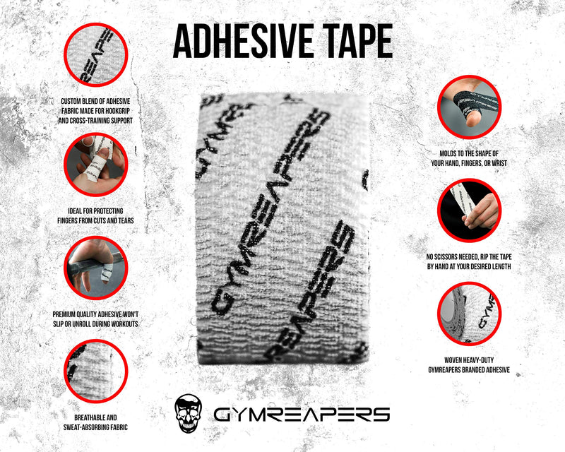 Gymreapers Weightlifting Adhesive Thumb Tape, Stretchy Athletic Tape Grip & Protection for Olympic Lifting, Cross Training, Powerlifting, Hookgrip White 5 yards x 1.5 inches