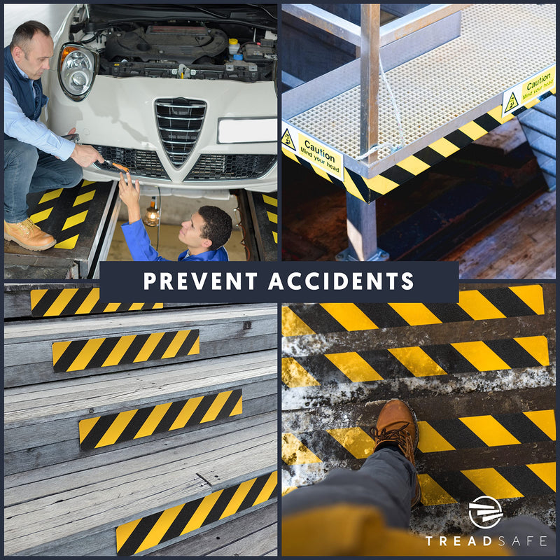 Anti Slip Safety Tape for Steps - Black and Yellow Grip Tape, Caution Tape Adhesive Step Tape, Hazard Grip Tape, Stairs Safety Tape (2" x 60 FT Roll) Caution Tape 2" x 60 FT Roll