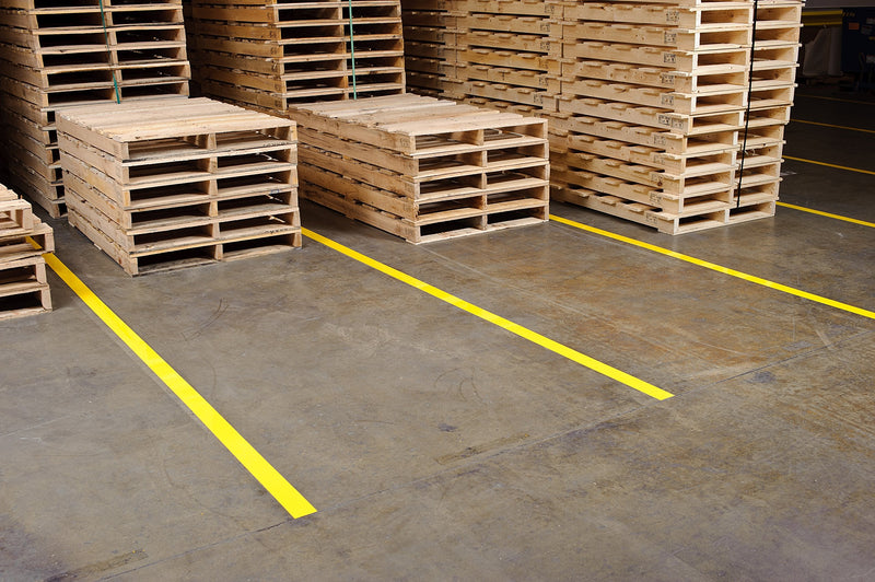 Brady 58250 108' Length, 3" Width, B-725 Vinyl Tape, Yellow Color Aisle Marking Tape