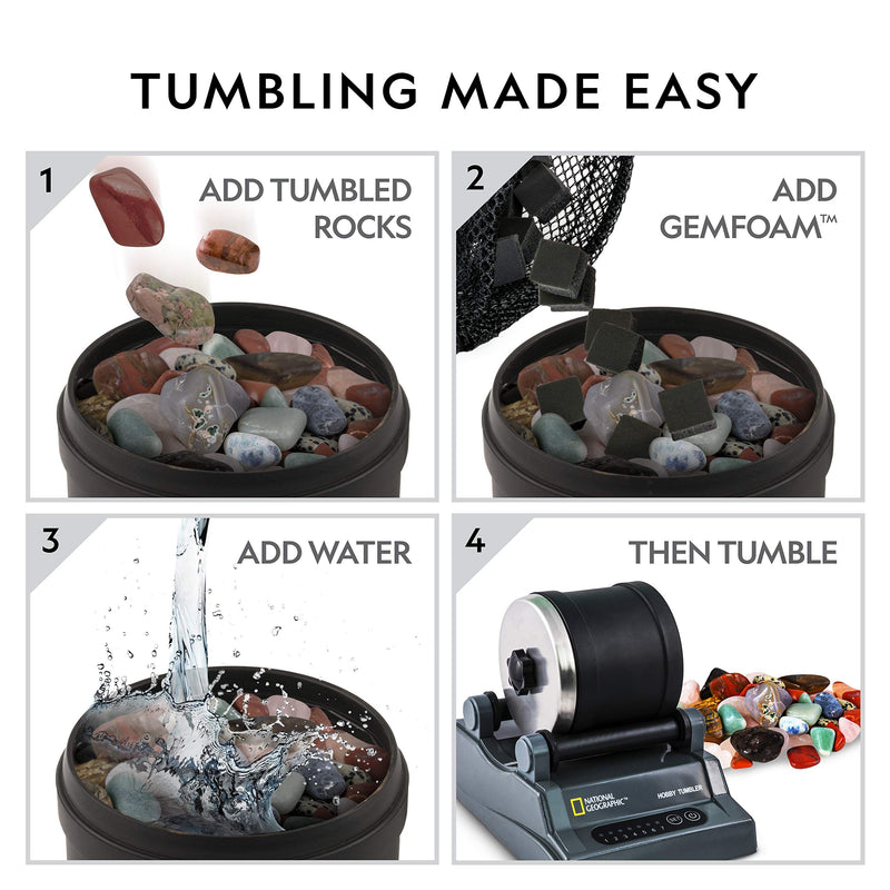 [Australia - AusPower] - NATIONAL GEOGRAPHIC Rock Tumbling Media – GemFoam Reusable Rock Polisher Foam, Use After Rock Tumbling Grit Cycles, Adds Shine to Tumbled Rocks and Minerals, Rock Tumbling Supplies New Polishing Foam 
