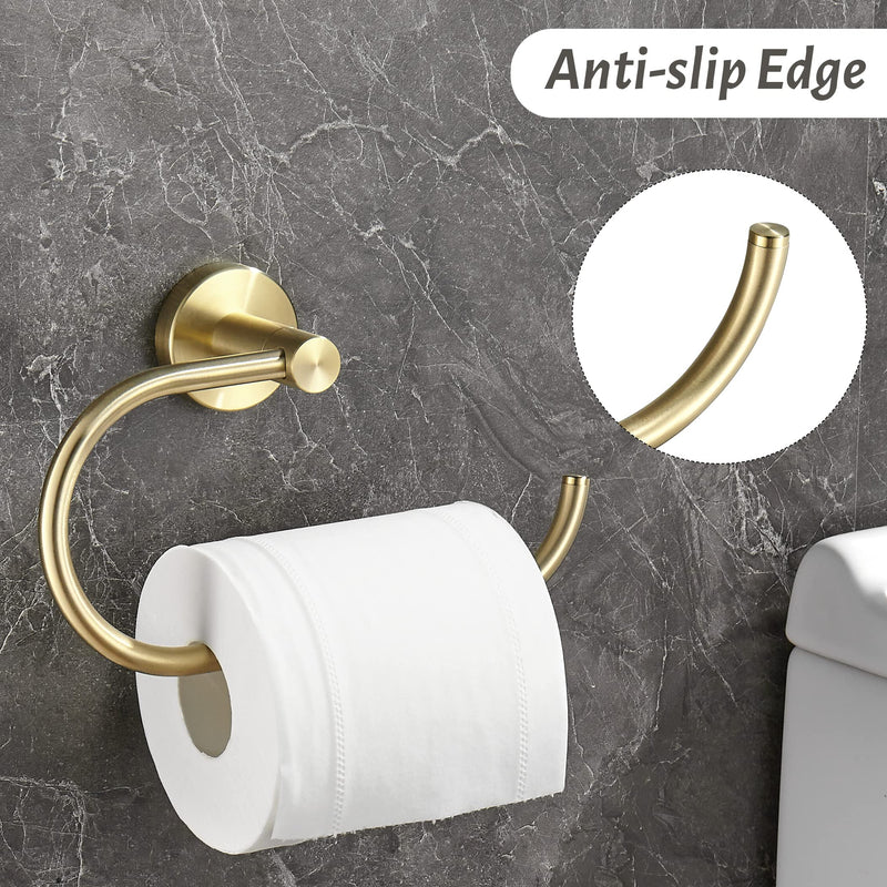 Gold Toilet Paper Holder Towel Ring,Brushed Gold Toilet Roll Holder Hand Towel Holder Bathroom Accessories,Wall Mount Rustic Modern Rustproof Stainless Steel Hardware Set 2PC Brushed Gold