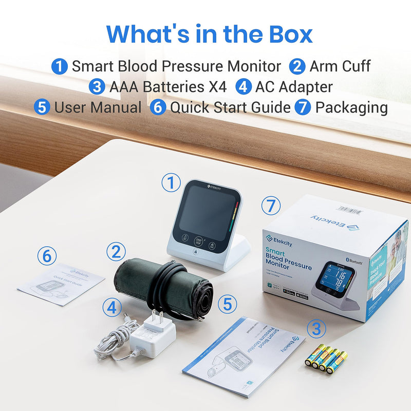 [Australia - AusPower] - Etekcity Smart Blood Pressure Monitor for Home Use, FSA HAS Store Eligible, Cuff for Standard Large Size Adult Arms, Bluetooth BP Machine with Data Storage, Diagnostic Kit, Family Supplies & Equipment New 