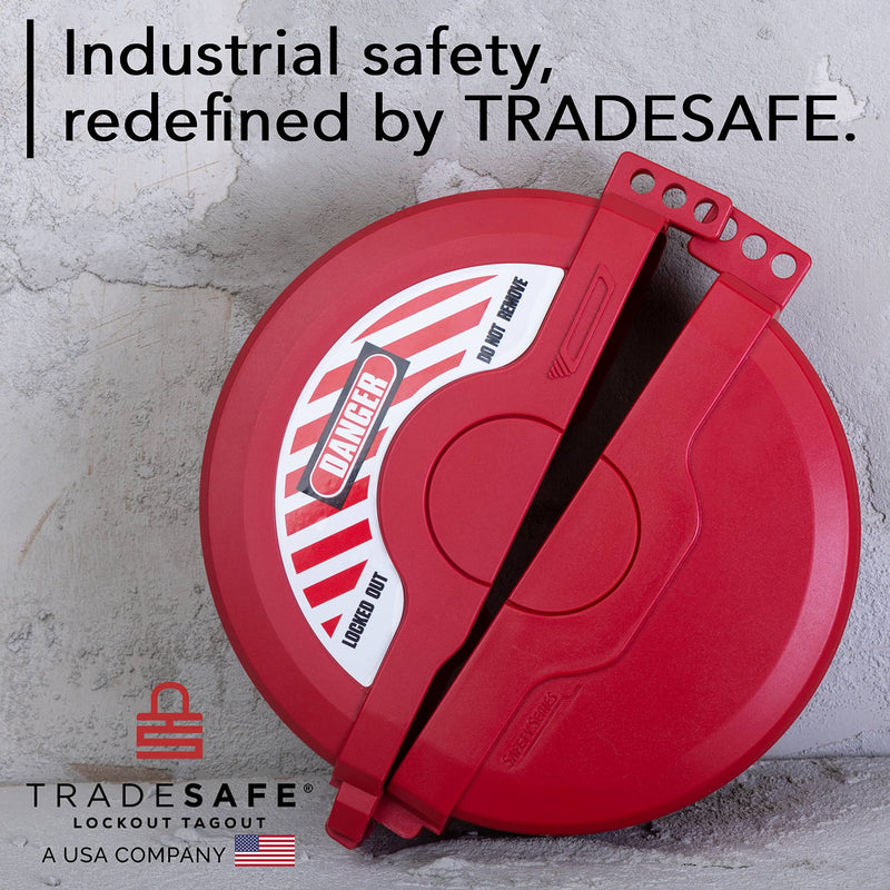 [Australia - AusPower] - TRADESAFE Gate Valve Lockout - Red Lockout Tagout Valve for 5 inch to 6-1/2 inch Diameter Valve Handles, OSHA Compliant, Impact Resistant Propane Tank Lock, Gas Lock 5" - 6-½" Red 