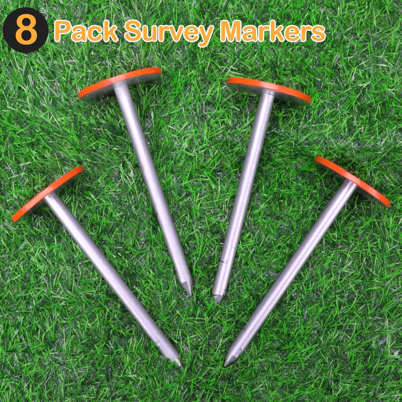 8 PCS Permanent Property Line Markers, 6x2 Inch Boundary Markers for Property Land Survey Stakes Heavy Duty Survey Pin for Home Depot Septic Tank Yard Paver Ground Landscape Surveying 8 PCS